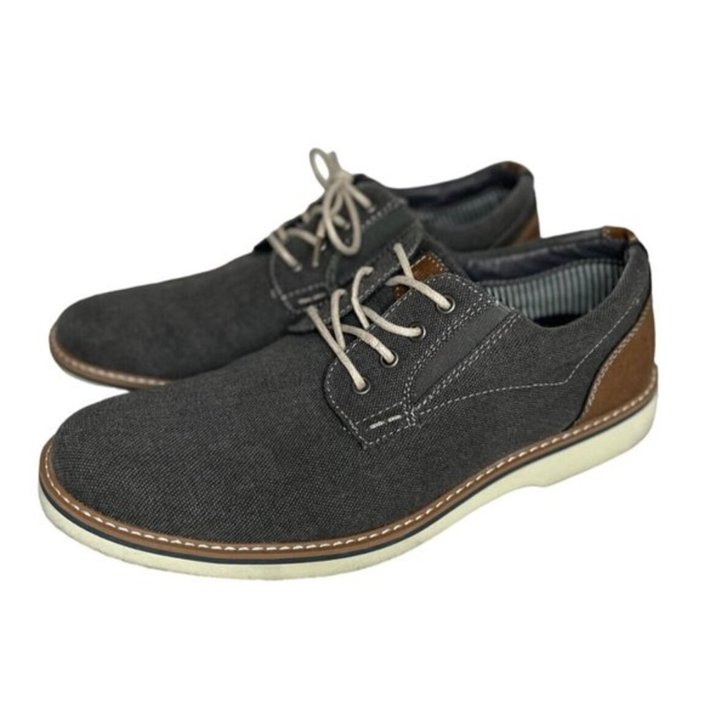 Nunn Bush Mens Barklay Canvas 84856‎ Gunmetal Lace Up Casual Oxford Shoe…